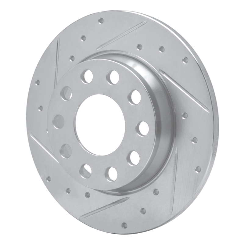 Audi A4 Brake Rotor (1) - Rear Left - R1 Concepts - Drilled & Slotted - Silver - `00-`08
